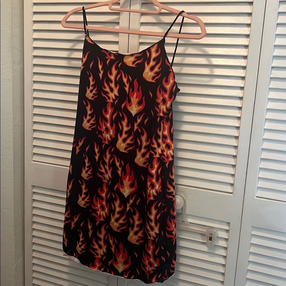 #*028= Fire Flame Red Black Sexy Dress